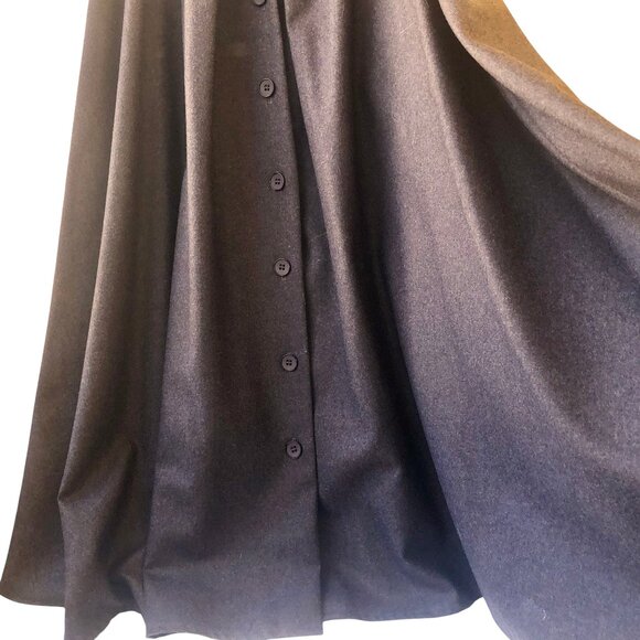 Brown 100% Wool Maxi Long Skirt Button Down Front Vintage 80's USA Womens 14 - Picture 7 of 15